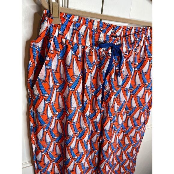 Mark. Sailboat Capri Satin Plus Size Pants Orange/Blue Beach Loungewear 1X - Picture 3 of 8